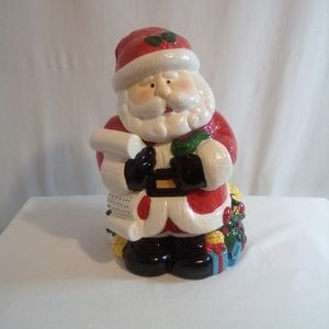 Lindsey Jordan Holiday Home Santa Ceramic Christmas Cookie Jar. NWOT..beautiful